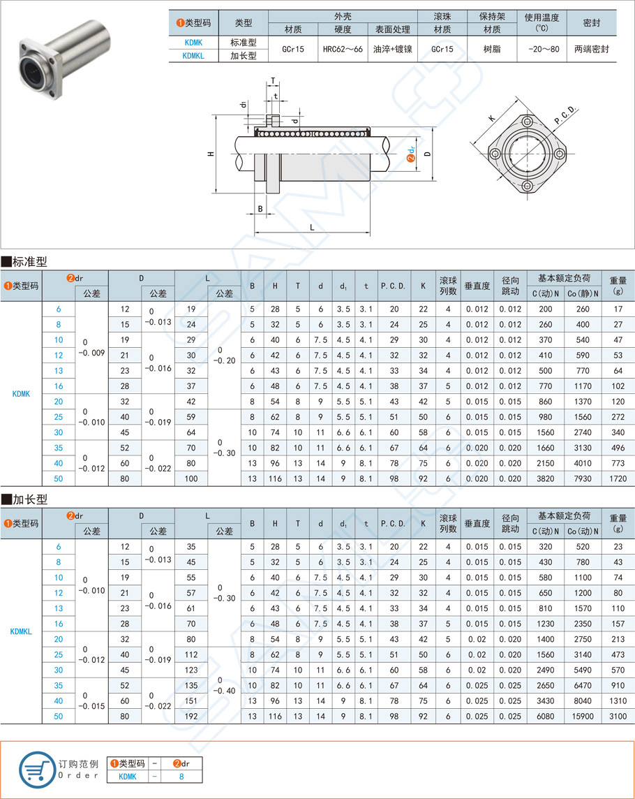 嵌入法兰直线轴承-步骤兰型