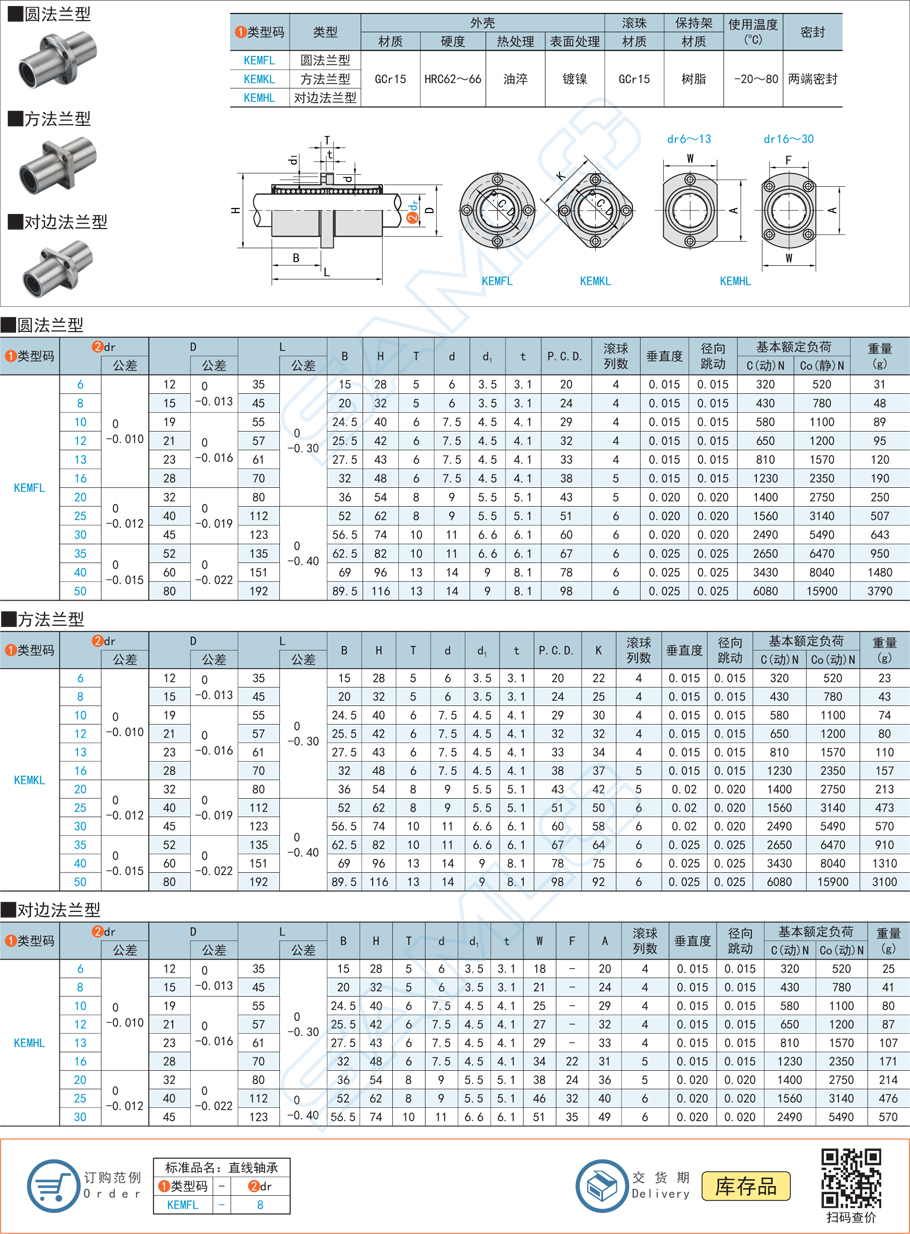 铆压机轴承选型，法兰直线轴承选型